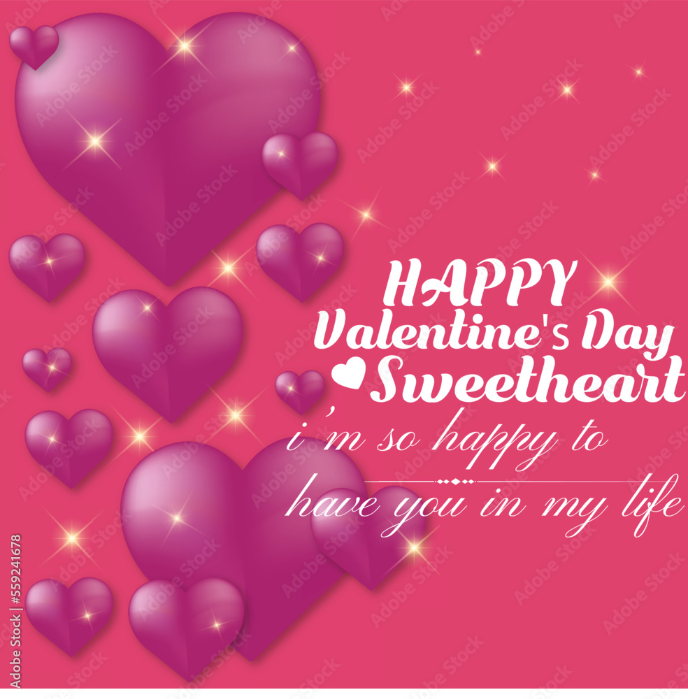 Happy Valentines Day banner pink hearts background design