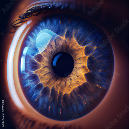 Macro detail of an eye, generative ai