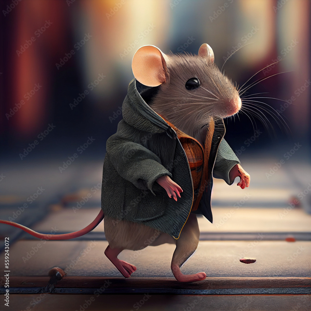 Realistic mouse dressed in cloth standing on two legs, generative ai Stock  Illustration | Adobe Stock