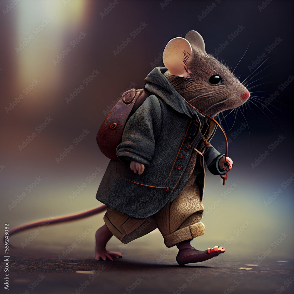 Realistic mouse dressed in cloth standing on two legs, generative ai Stock  Illustration | Adobe Stock