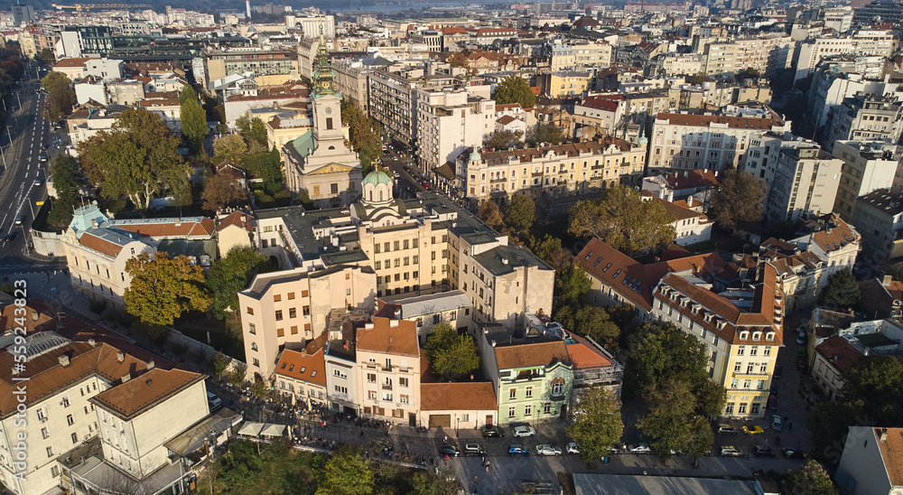 Aerial view of the old town of Belgrade. High quality photo