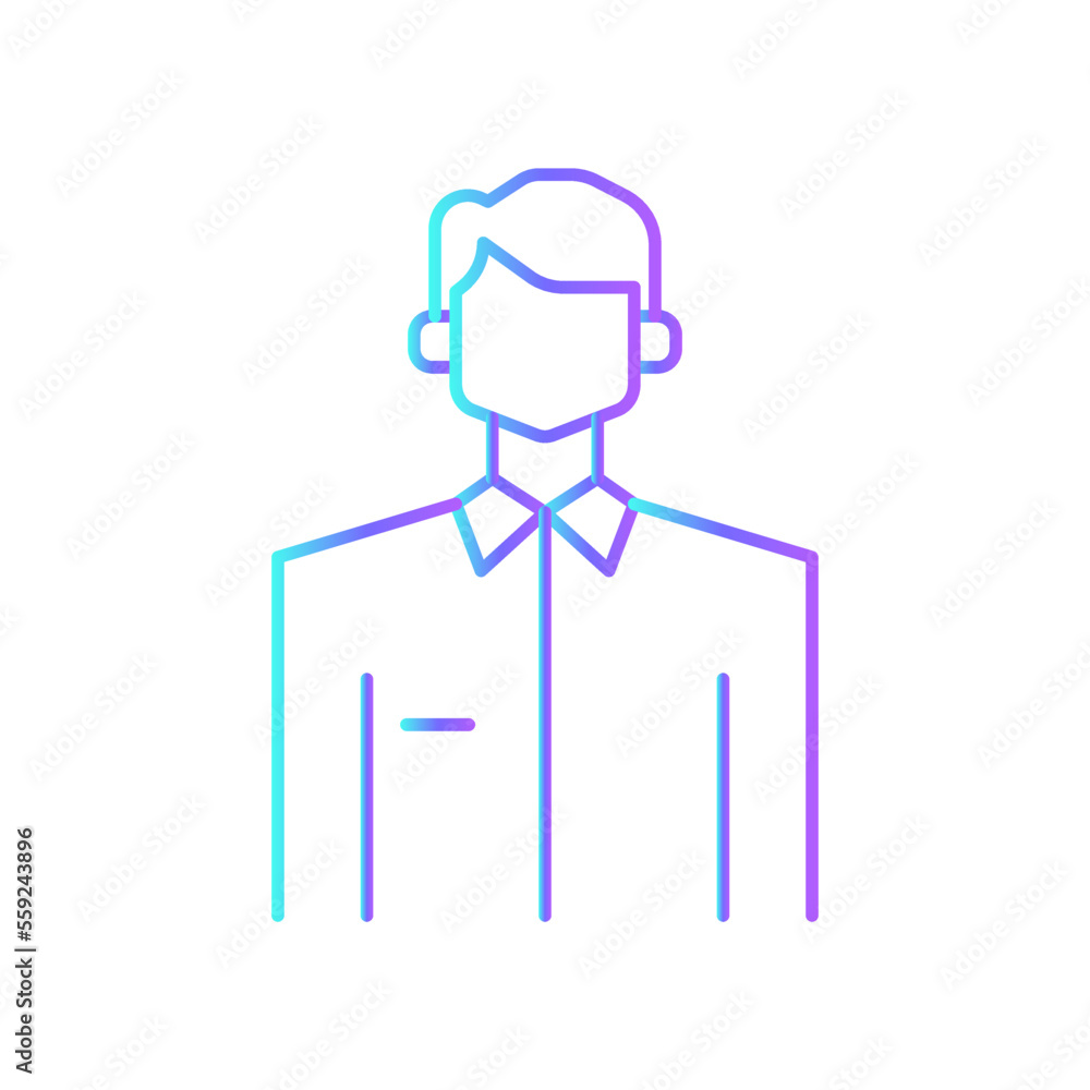 MAN Business people icons with blue gradient outline style MAN Business people icons with blue gradient outline style