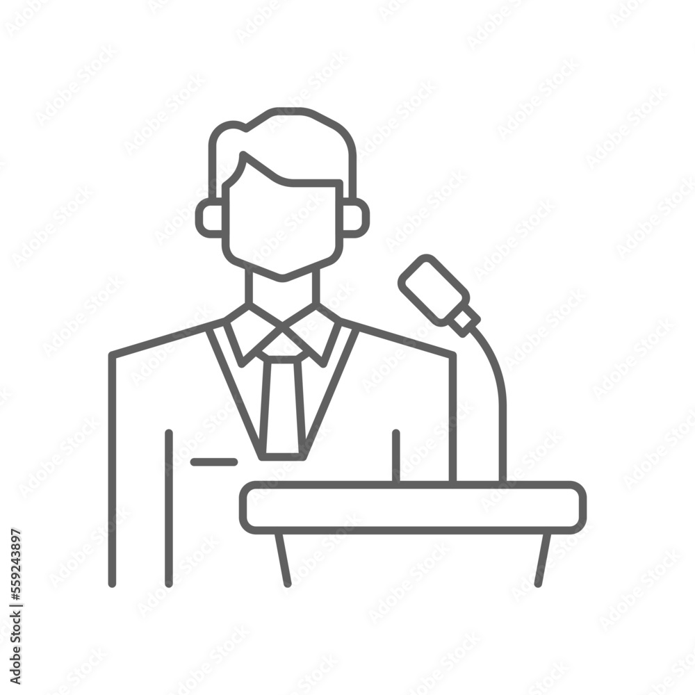 SPEAKER Business people icons with black outline style