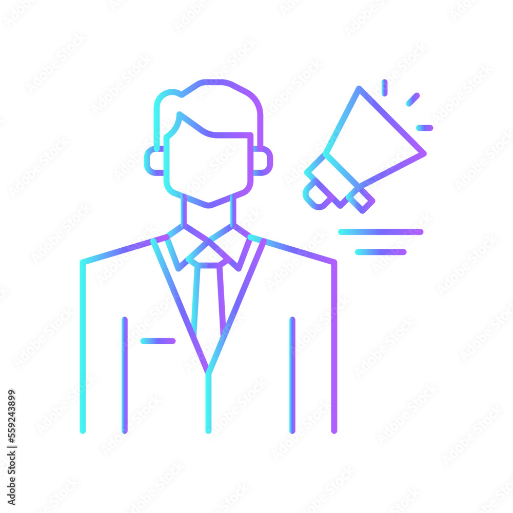 MARKETING Business people icons with blue gradient outline style