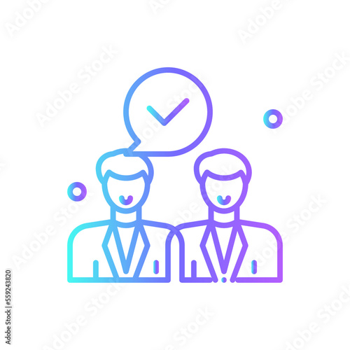 Agreement Business people icons with blue gradient outline style