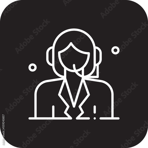 Customer Service Business people icons with black filled line style