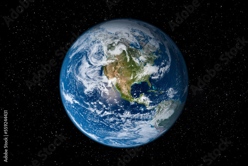 Fototapeta Naklejka Na Ścianę i Meble -  Planet Earth in Space surrounded by Stars showing North America. This image elements furnished by NASA.