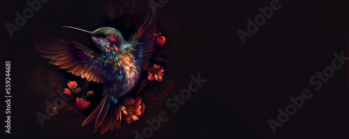 Generative AI  Dreamy image of a fantasy Hummingbird