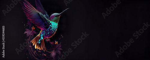 Generative AI  Dreamy image of a fantasy Hummingbird