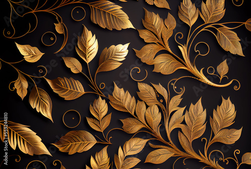 Generative AI: Elegant golden victorian barroco ornament
