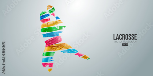 Abstract silhouette of a lacrosse player on white background. Lacrosse player man are throws the ball. Vector illustration