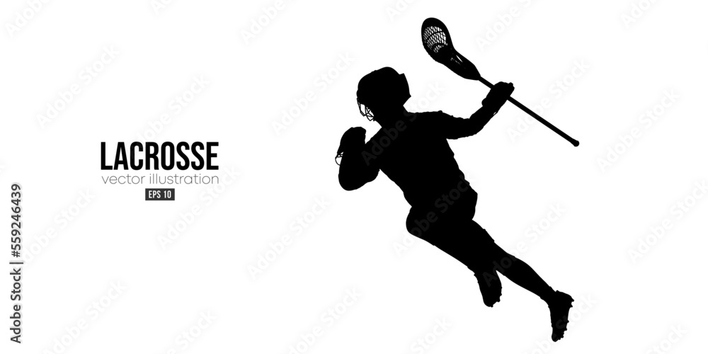Abstract silhouette of a lacrosse player on white background. Lacrosse player man are throws the ball. Vector illustration Abstract silhouette of a lacrosse player on white background. Lacrosse player man are throws the ball. Vector illustration