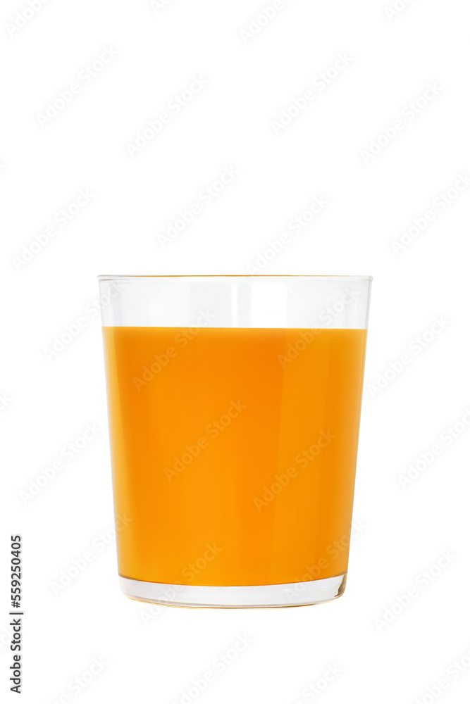 Glass of freshly squeezed orange juice isolated on white background. Glass of freshly squeezed orange juice isolated on white background.