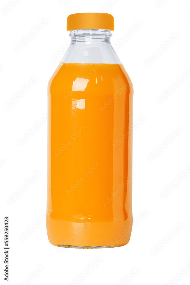 Bottle, jar of freshly squeezed orange juice isolated on white background. Bottle, jar of freshly squeezed orange juice isolated on white background.