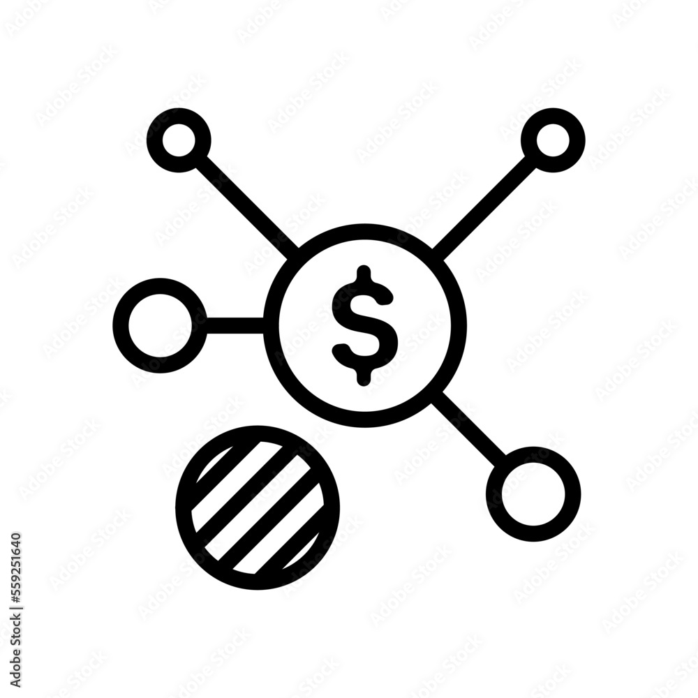 Financial network Icons with black outline style Financial network Icons with black outline style