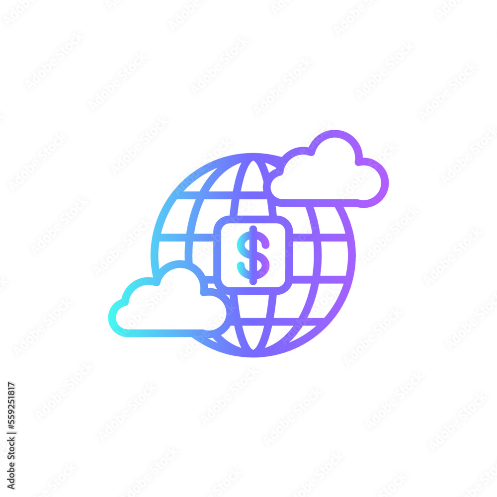 Cloud Icons with purple blue outline style