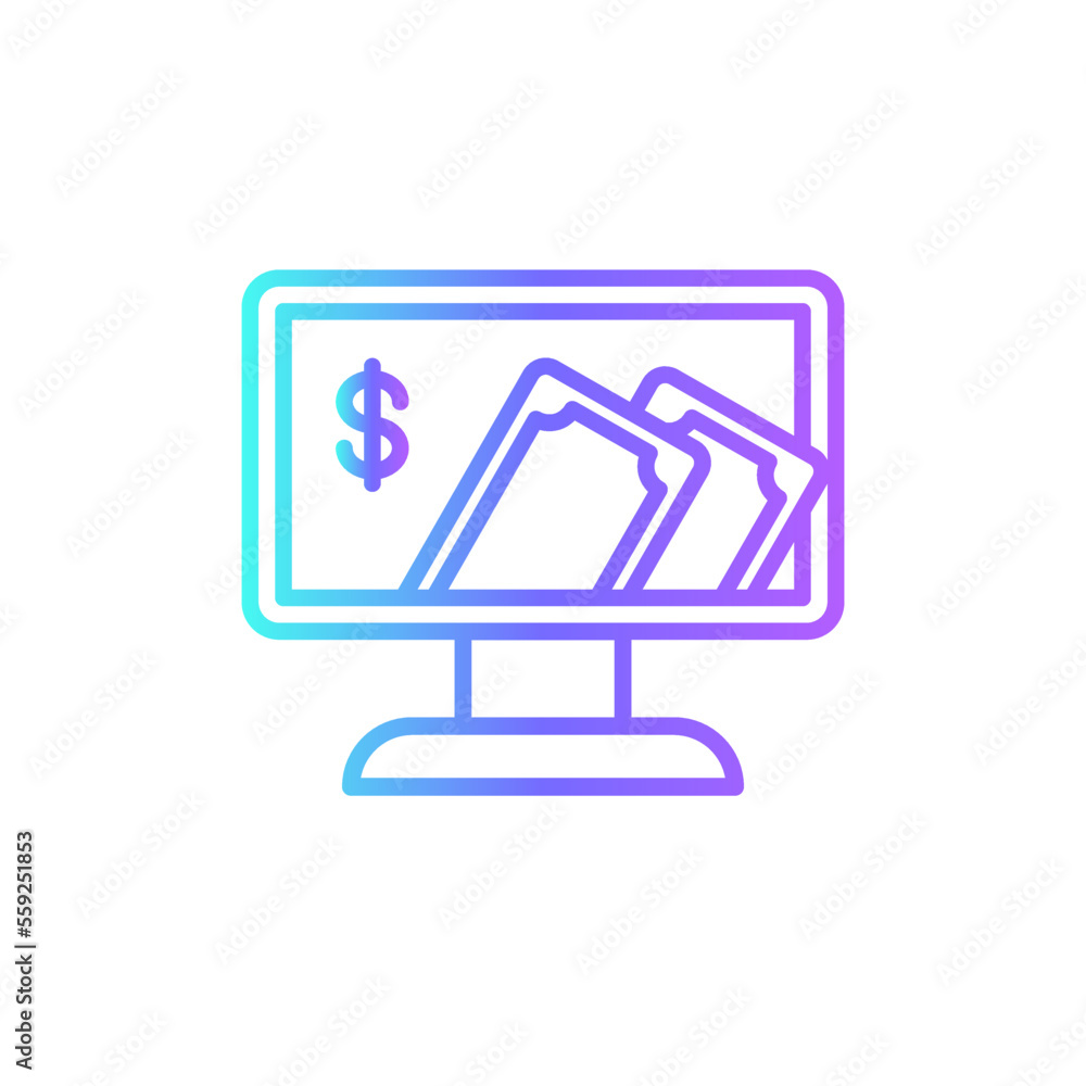 Fintech Icons with purple blue outline style Fintech Icons with purple blue outline style