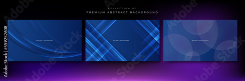 Set of abstract dark blue 3d background