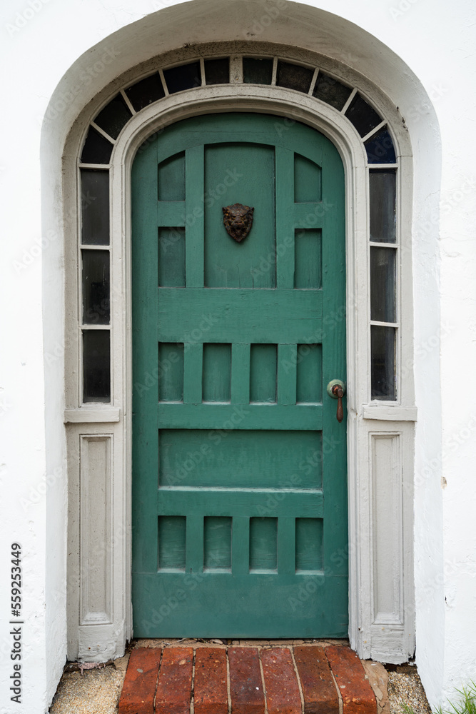 Green door archway at the Oldest House in St. Augustine, Florida