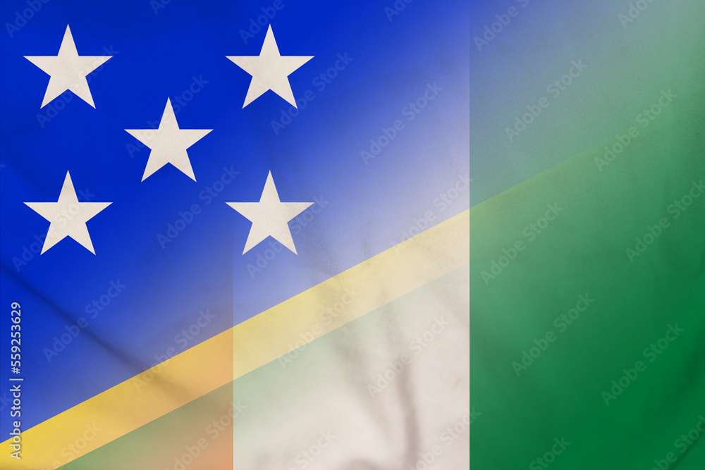 Fototapeta premium Solomon Islands and Ivory Coast official flag international relations CIV SLB