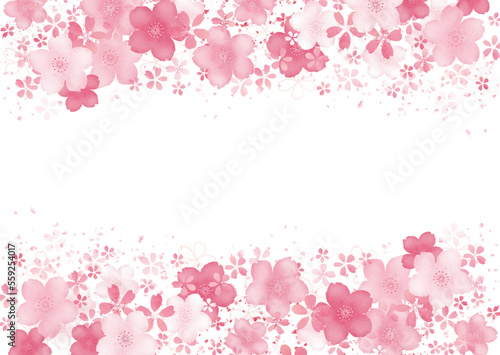 Leinwand Poster 桜の可愛い水彩背景