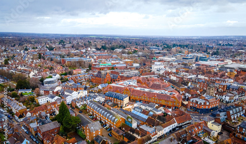 Aerial view of St Albans Cathedral in England