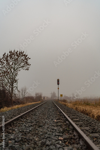 railway in the fog photo