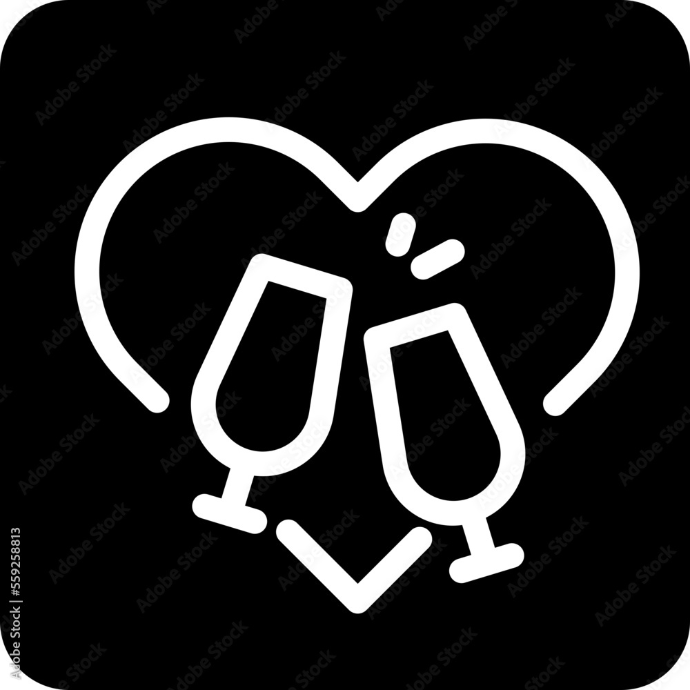 Solid heart glass icon