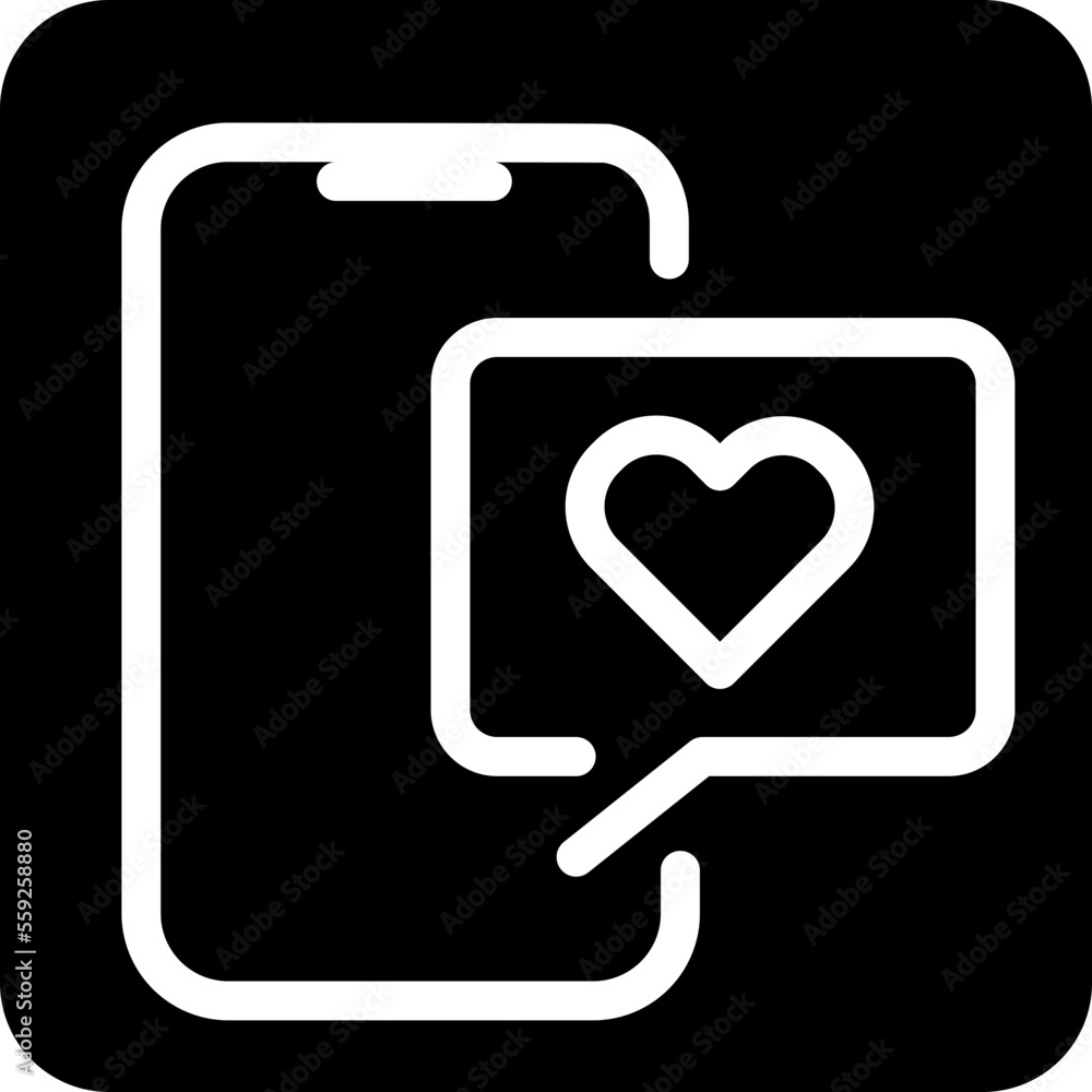 Solid Mobile Message Heart Love icon