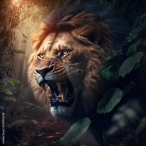 Obraz na plátne Lion in the Jungle | Lioness | Lions Fighting | King of the Jungle