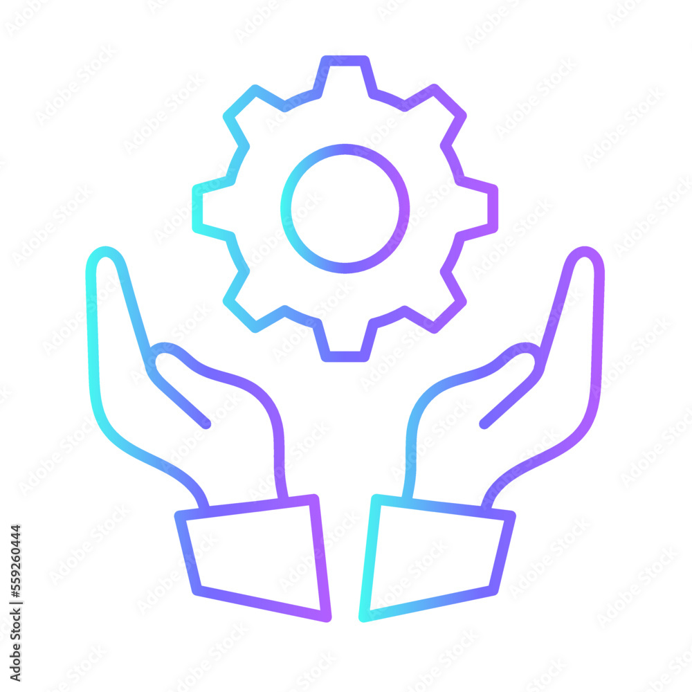 Solution Business People Icons with purple blue outline style