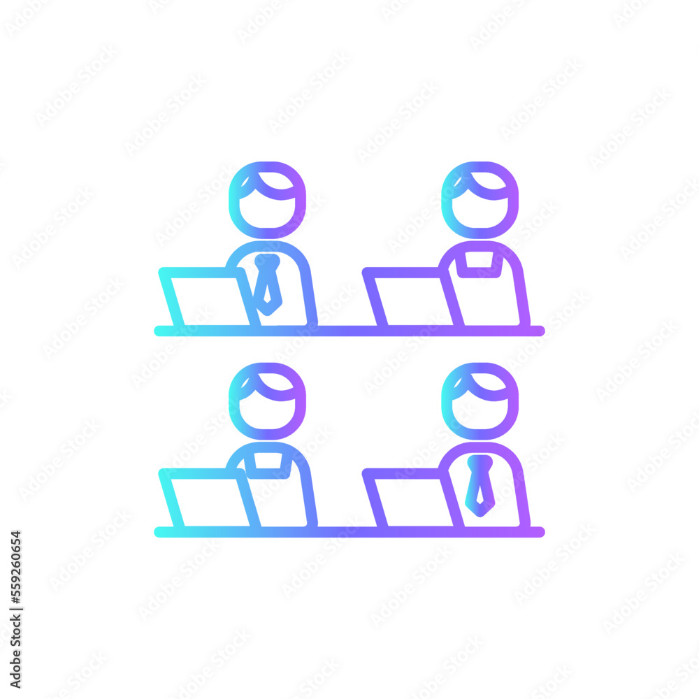 Coworking Business People Icons with purple blue outline style Coworking Business People Icons with purple blue outline style