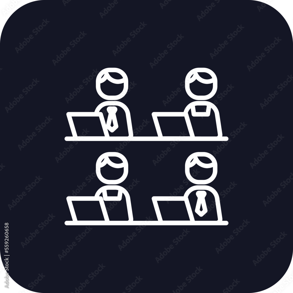 Coworking Business People Icons with black filled outline style Coworking Business People Icons with black filled outline style