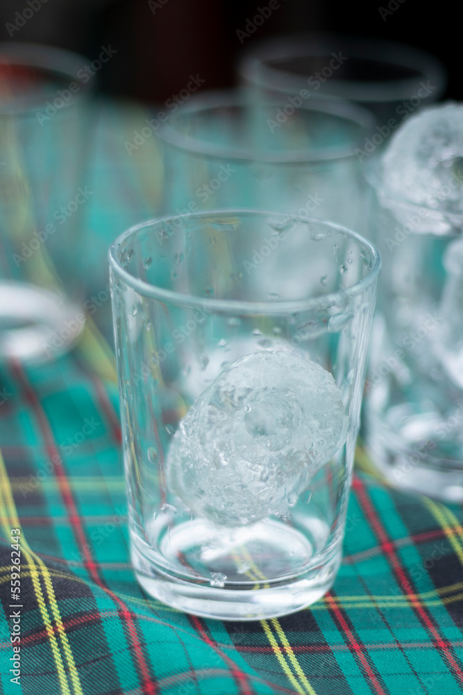 glass of ice on the table glass of ice on the table