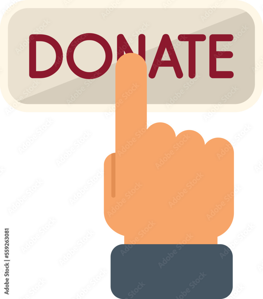 Donate click button icon flat vector. Charity help. Gift heart isolated Donate click button icon flat vector. Charity help. Gift heart isolated