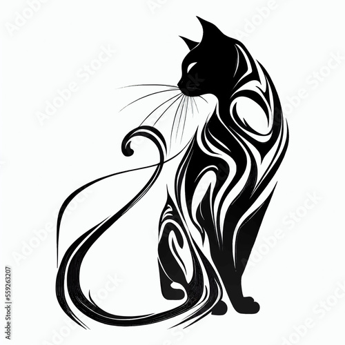 artistic linedrawing of a cat, generative ai