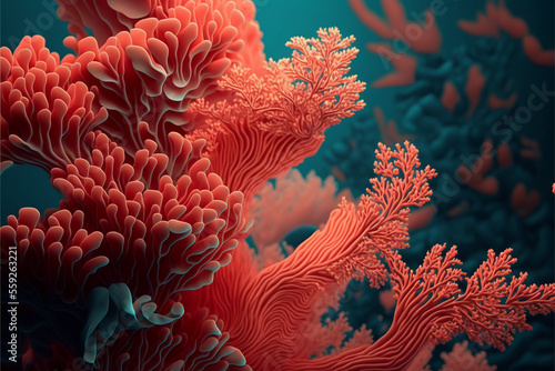 Coral color background wallpaper. Generative AI. © Worldillustrator