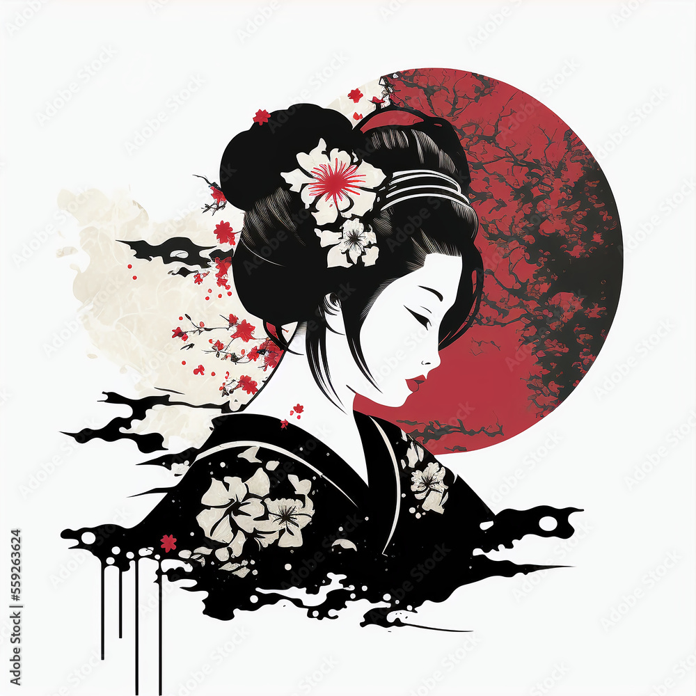 Geisha vector illustration for logo, tattoo idea or design. Japan ...