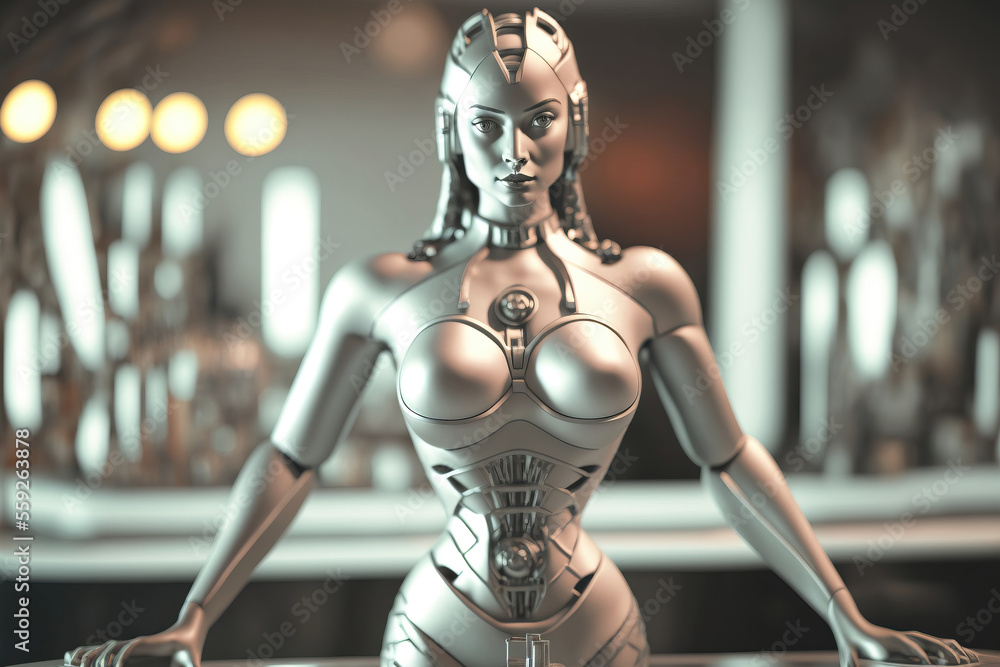 Android bartender. sketch art for artist creativity and inspiration. generative AI Android bartender. sketch art for artist creativity and inspiration. generative AI