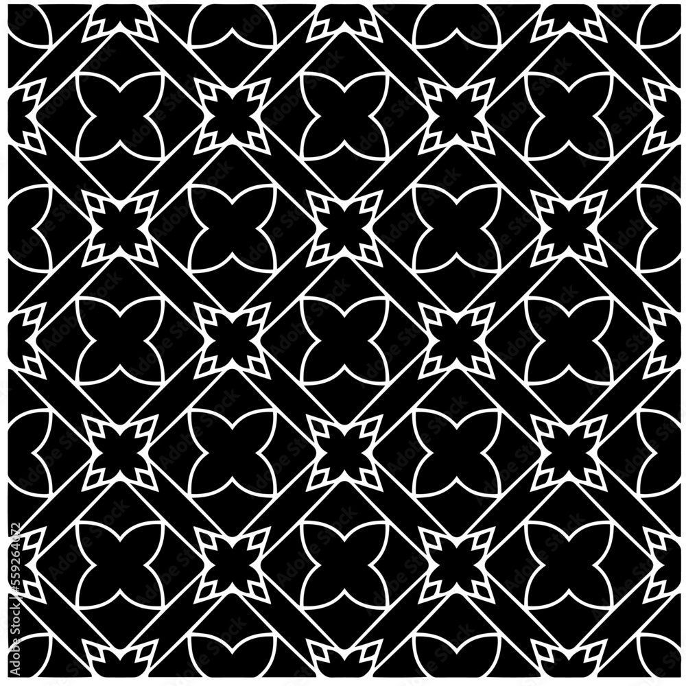 Fototapeta premium Vector pattern in geometric ornamental style. Black and white color.Seamless pattern. 