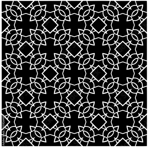 Vector pattern in geometric ornamental style. Black and white color.Seamless pattern.