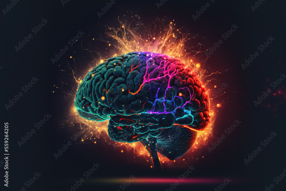 Artificial intelligence, abstract brains. sketch art for artist creativity and inspiration. generative AI