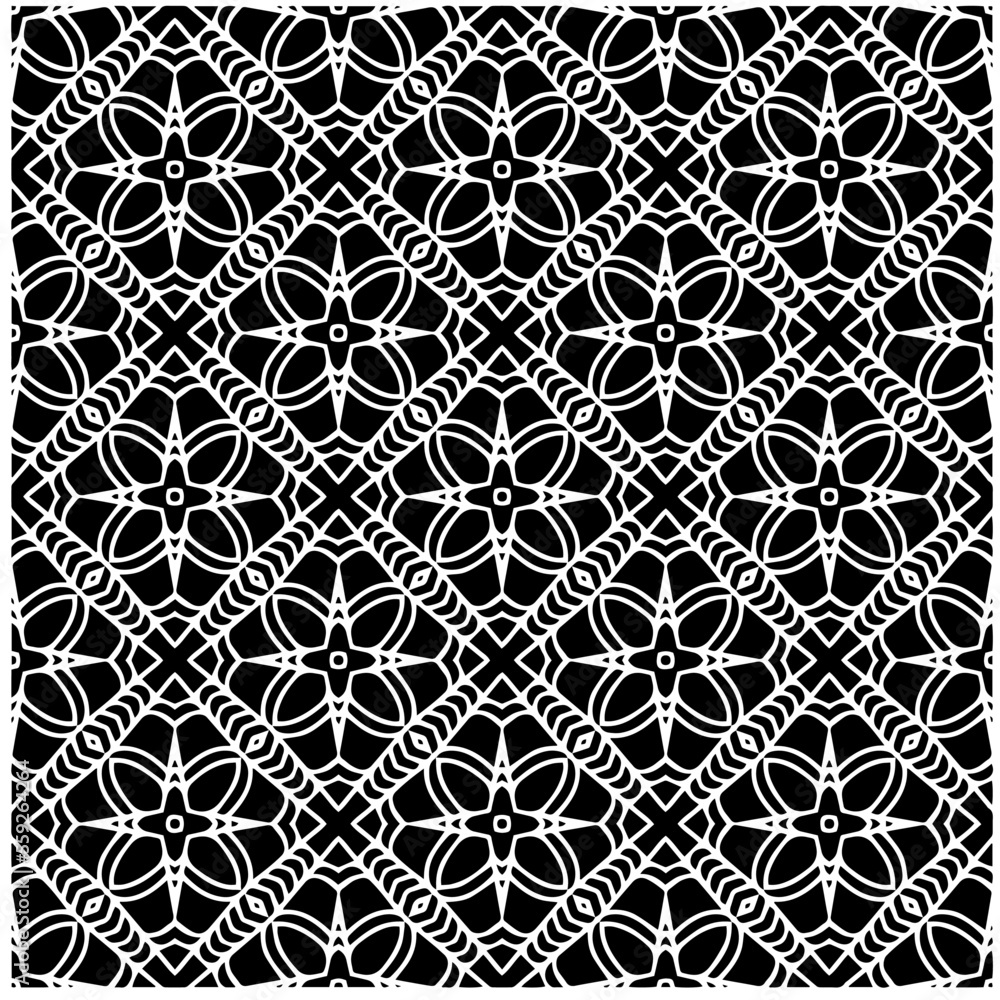 Vector pattern in geometric ornamental style. Black and white color.Seamless pattern.
