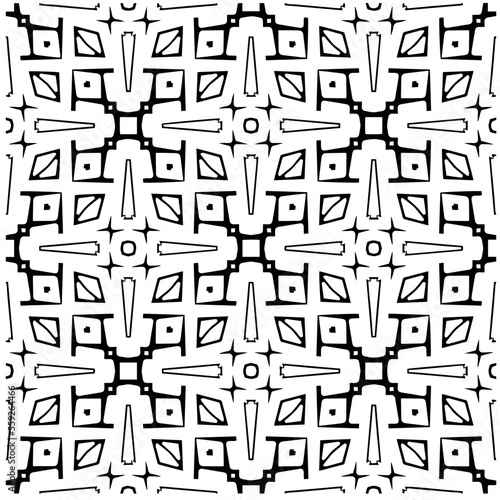 Vector pattern in geometric ornamental style. Black and white color.Seamless pattern.