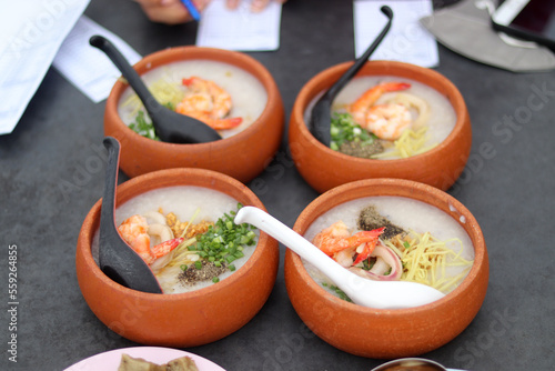 clay pot porridge on the table