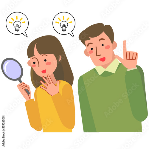 喜ぶ表情の夫婦の上半身