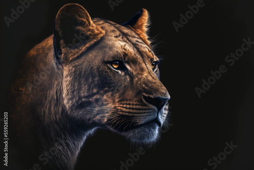 Lioness wallpaper, an african animal. Generative AI. photo