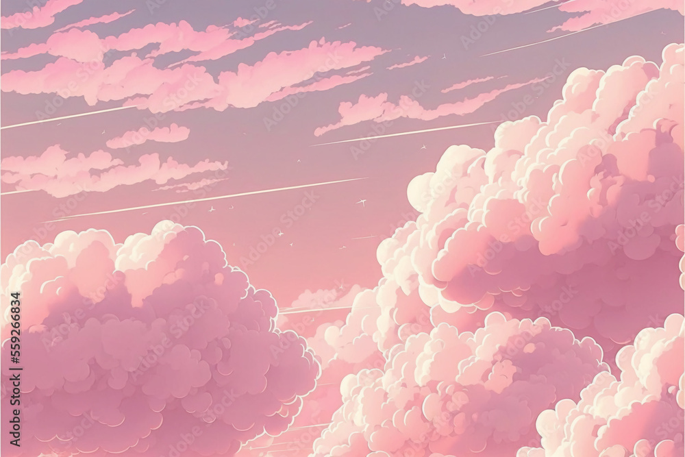 Illustrazione Stock Pink aesthetic wallpaper with cloud. Generative AI. |  Adobe Stock
