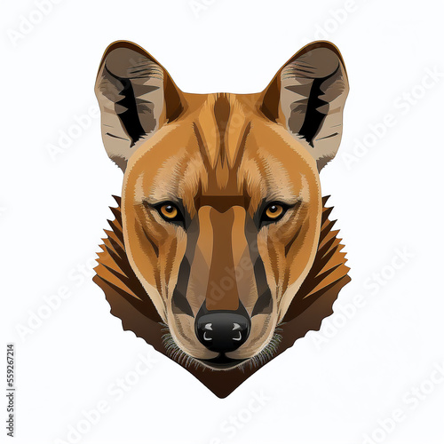 Tasmanian tiger face. Generative AI. photo