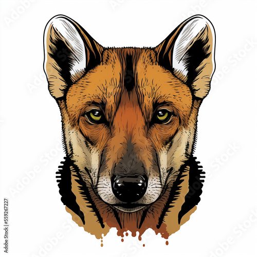 Tasmanian tiger face. Generative AI. photo